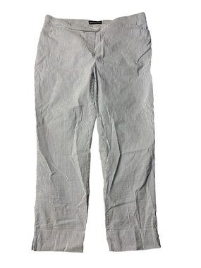 Hilary Radley Blue & White Striped Seersucker Pull-On Pants - Size 12